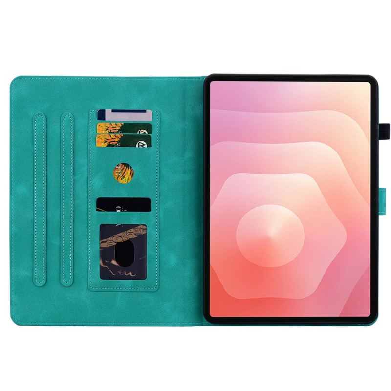 Fodral Samsung Galaxy Tab S11 Blommigt Mönster Med Mockaeffekt