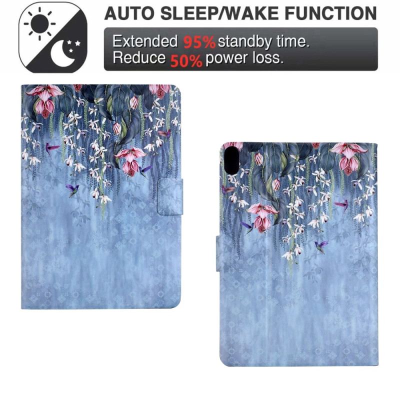 Läderskal Fodral Samsung Galaxy Tab S11 Blommigt Regn