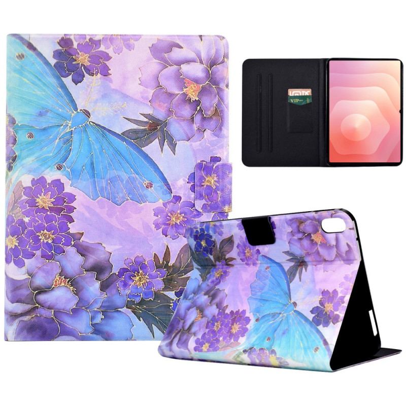 Läderskal Fodral Samsung Galaxy Tab S11 Pioner Och Fjärilar