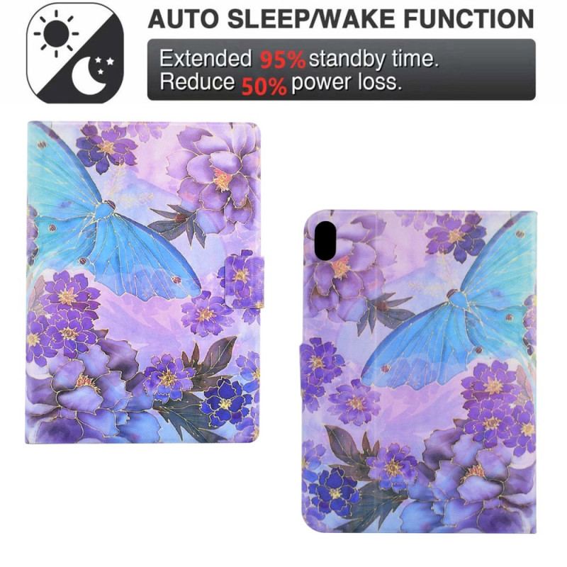 Läderskal Fodral Samsung Galaxy Tab S11 Pioner Och Fjärilar
