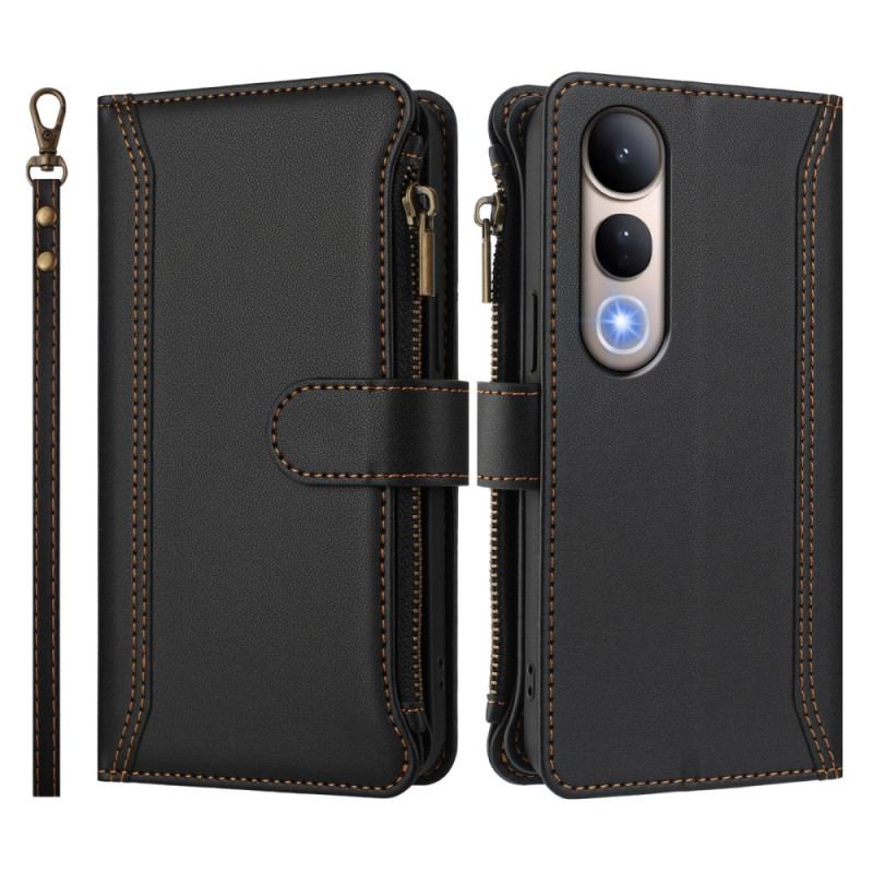 Läderfodral Vivo V50 Lite 5g Telefonfodral Plånbok Med 9 Kortfack