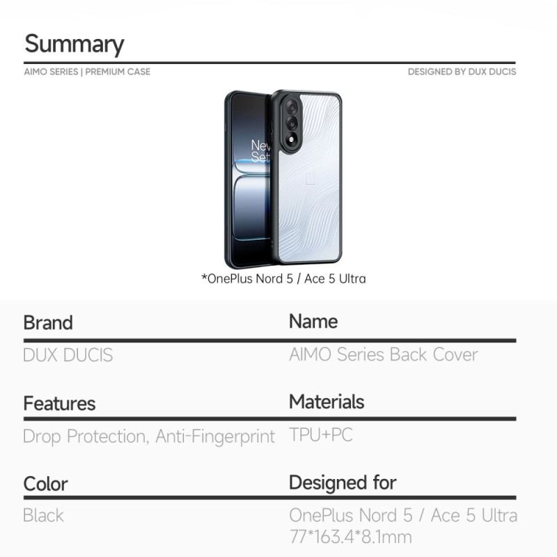 Skal Oneplus Nord 5 Aimo-serien Dux Ducis