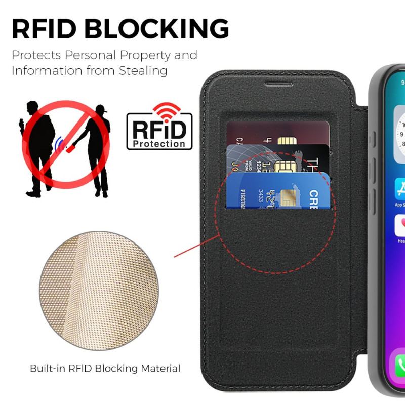 Folio-fodral iPhone 17 Magsafe-kompatibel Quiltad