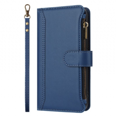 Läderfodral iPhone 17 Telefonfodral Plånbok Med 9 Kortfack Och Handledsrem