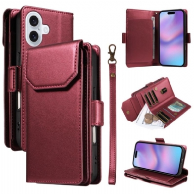 Läderskal Fodral iPhone 17 Flera Kortfack Och Handledsrem