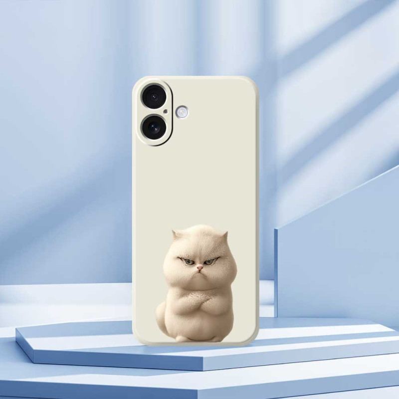Skal iPhone 17 Flytande Silikon Angry Cat