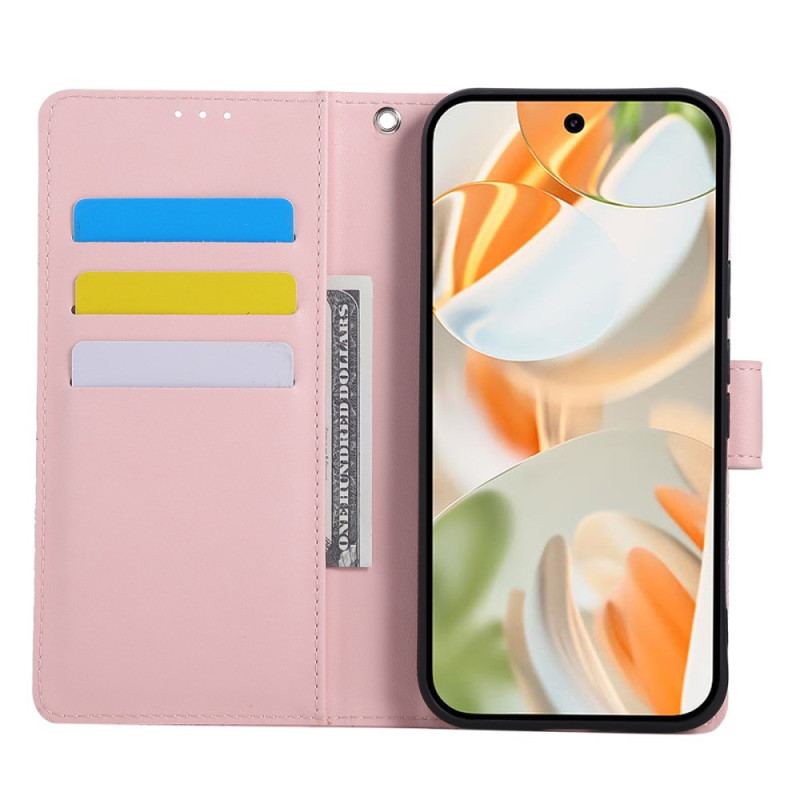 Läderfodral Google Pixel 10 Pro Xl Telefonfodral Rosmönster