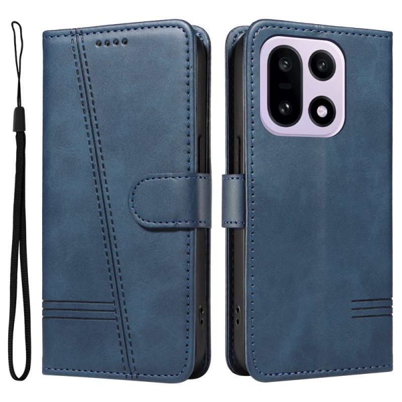 Läderfodral Oneplus 15 Telefonfodral T-designlinjer