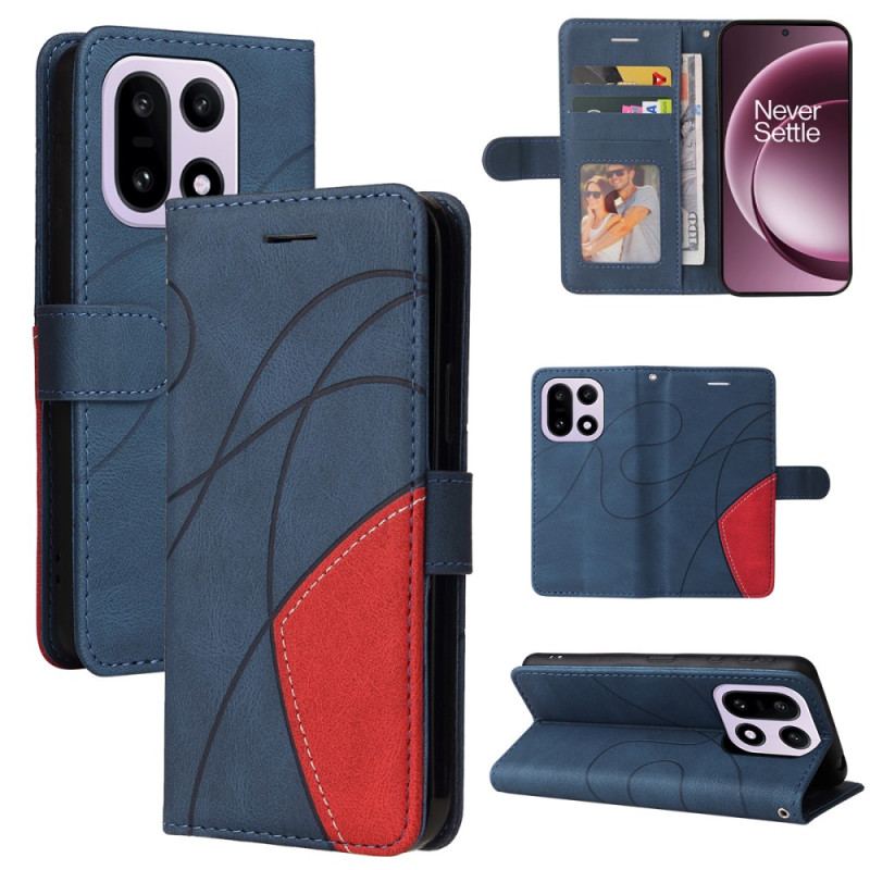 Läderfodral Oneplus 15 Telefonfodral Tvåfärgad Krusning