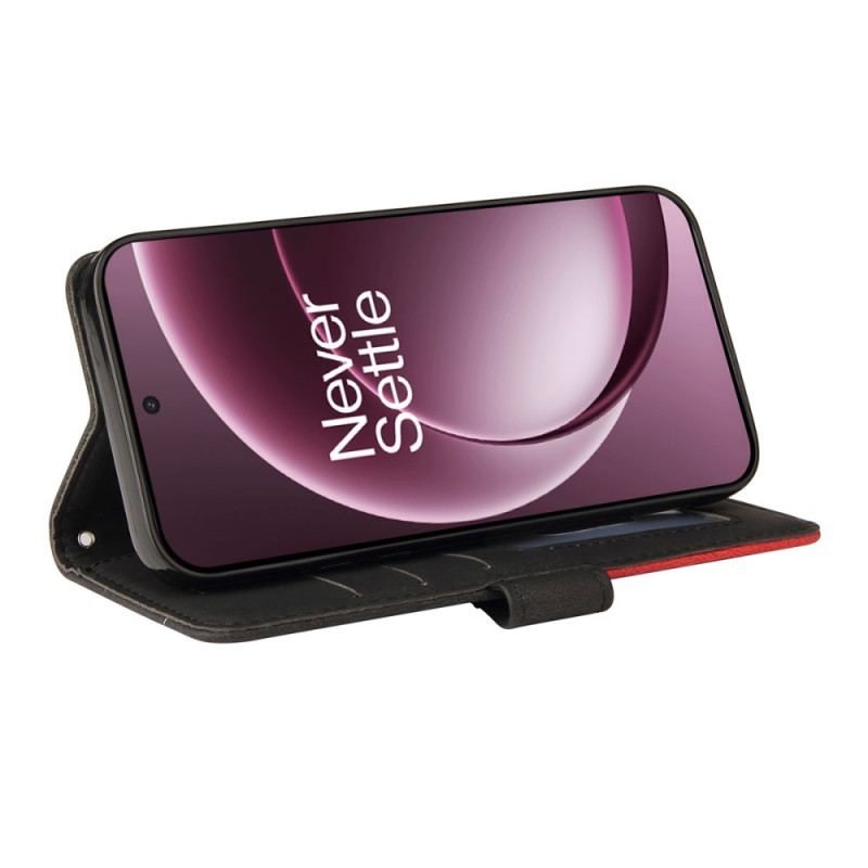 Läderfodral Oneplus 15 Telefonfodral Tvåfärgad Krusning