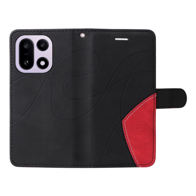 Läderfodral Oneplus 15 Telefonfodral Tvåfärgad Krusning