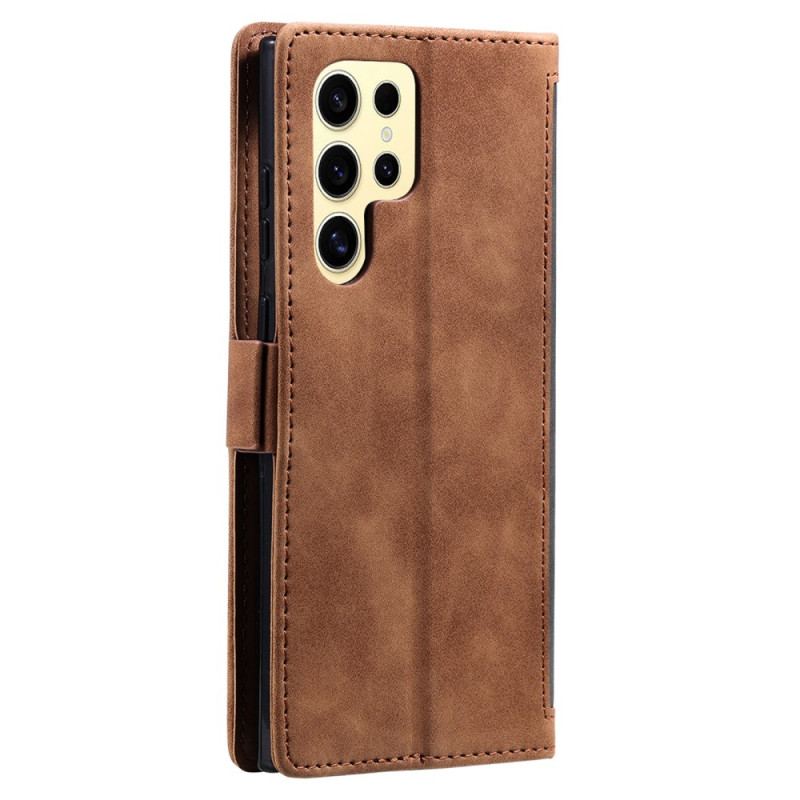 Fodral För Samsung Galaxy S25 Ultra 5g Tvåfärgad Rfid-blockerande Plånbok I Mockaeffekt