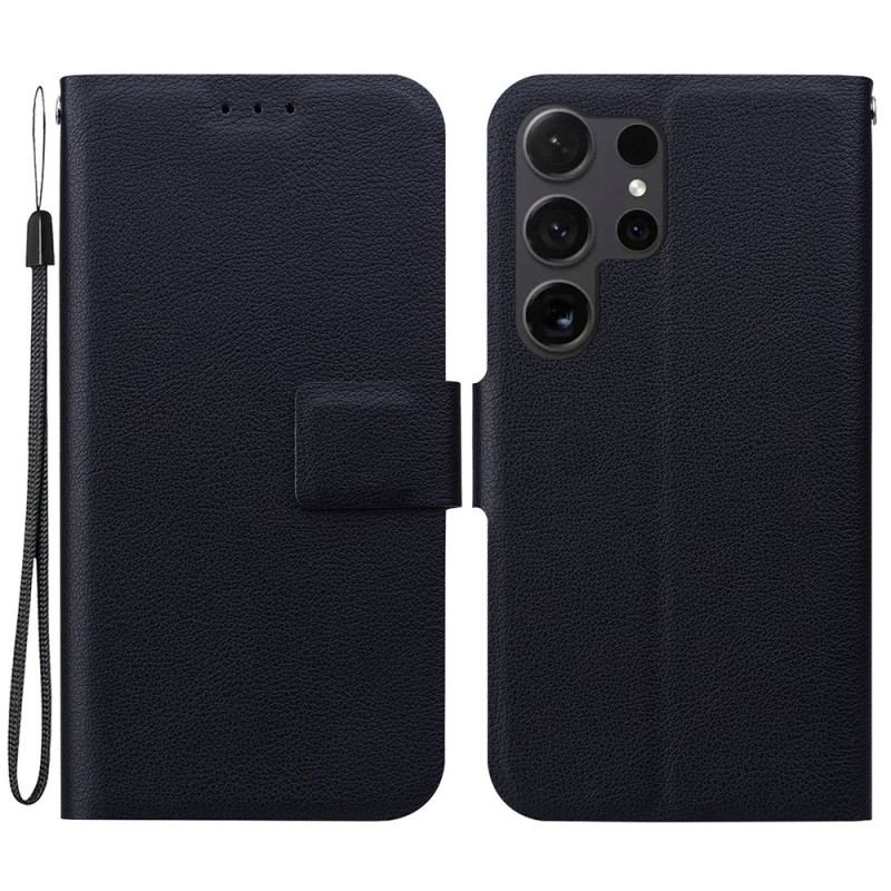 Fodral Samsung Galaxy S25 Ultra 5g Enfärgad Lädereffekt Med Rem