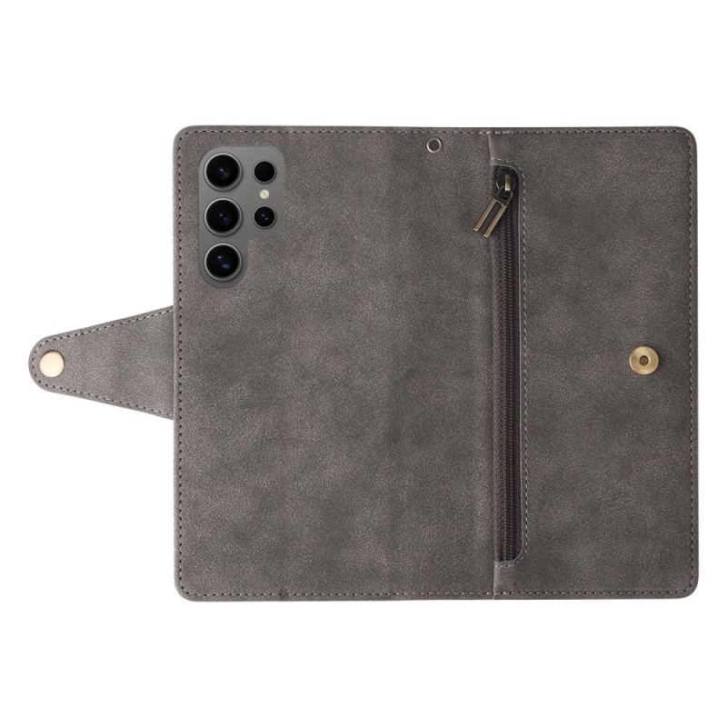 Fodral Samsung Galaxy S25 Ultra 5g Plånbok Med Mocka-effekt Och Rem