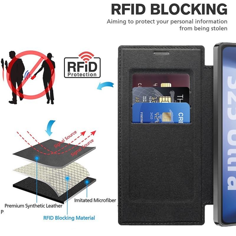 Folio-fodral Samsung Galaxy S25 Ultra 5g Magsafe-kompatibel Med Rfid-blockerande Lädereffekt