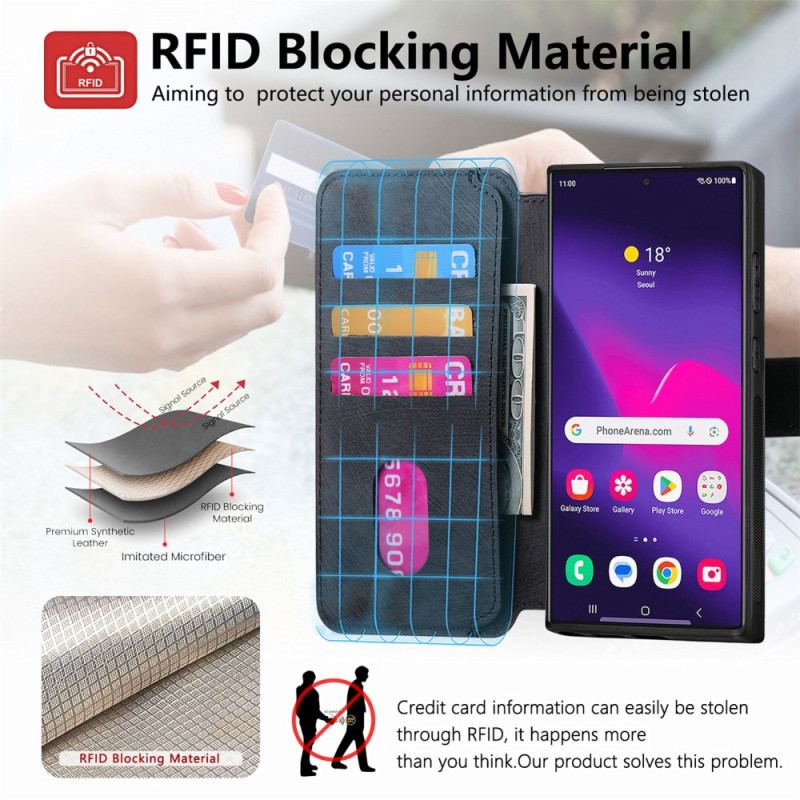 Läderfodral Samsung Galaxy S25 Ultra 5g Telefonfodral Avtagbart Magnetiskt Rfid Caseneo-fodral
