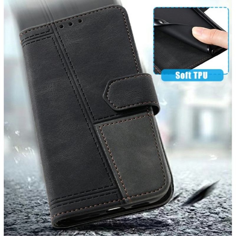 Läderfodral Samsung Galaxy S25 Ultra 5g Telefonfodral Tvåfärgad Rfid-plånbok I Mockastil Med Rem