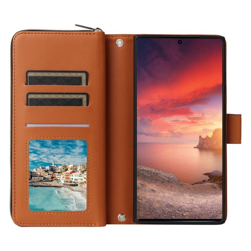 Läderskal Fodral Samsung Galaxy S25 Ultra 5g 9 Kortfack Med Rem