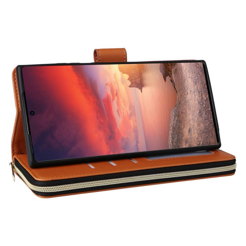 Läderskal Fodral Samsung Galaxy S25 Ultra 5g 9 Kortfack Med Rem