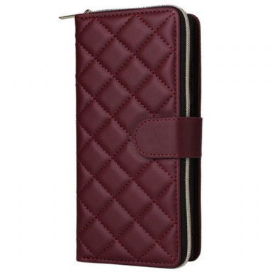 Läderskal Fodral Samsung Galaxy S25 Ultra 5g Quiltad Plånbok Med Rem Och Axelrem