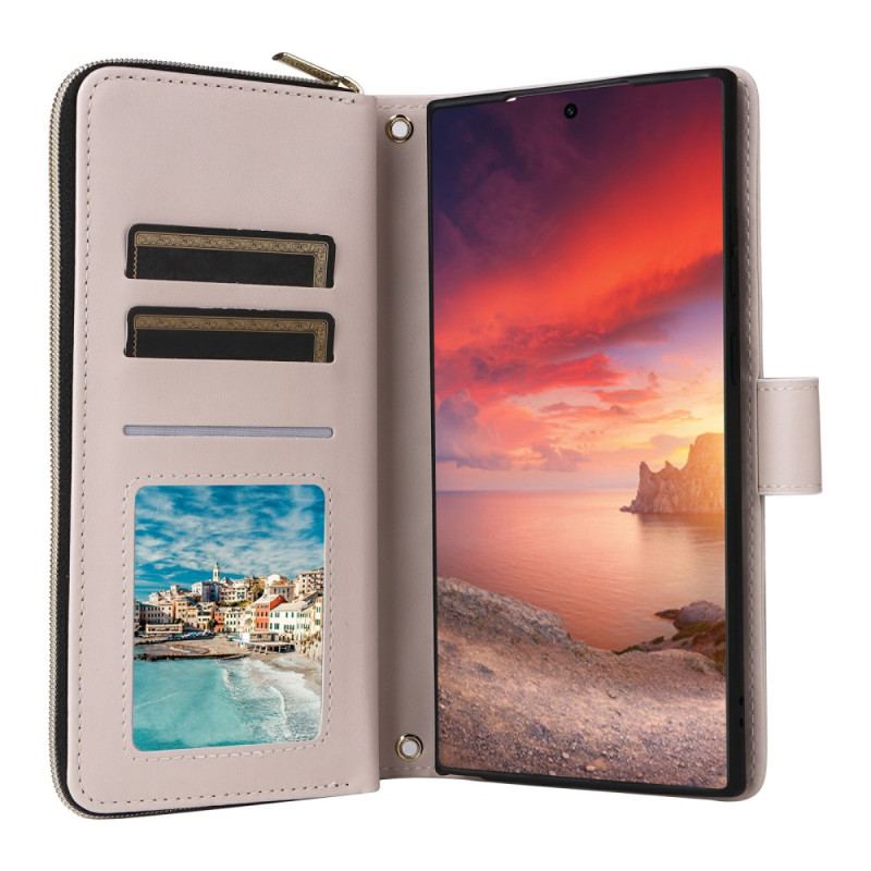 Läderskal Fodral Samsung Galaxy S25 Ultra 5g Quiltad Plånbok Med Rem Och Axelrem