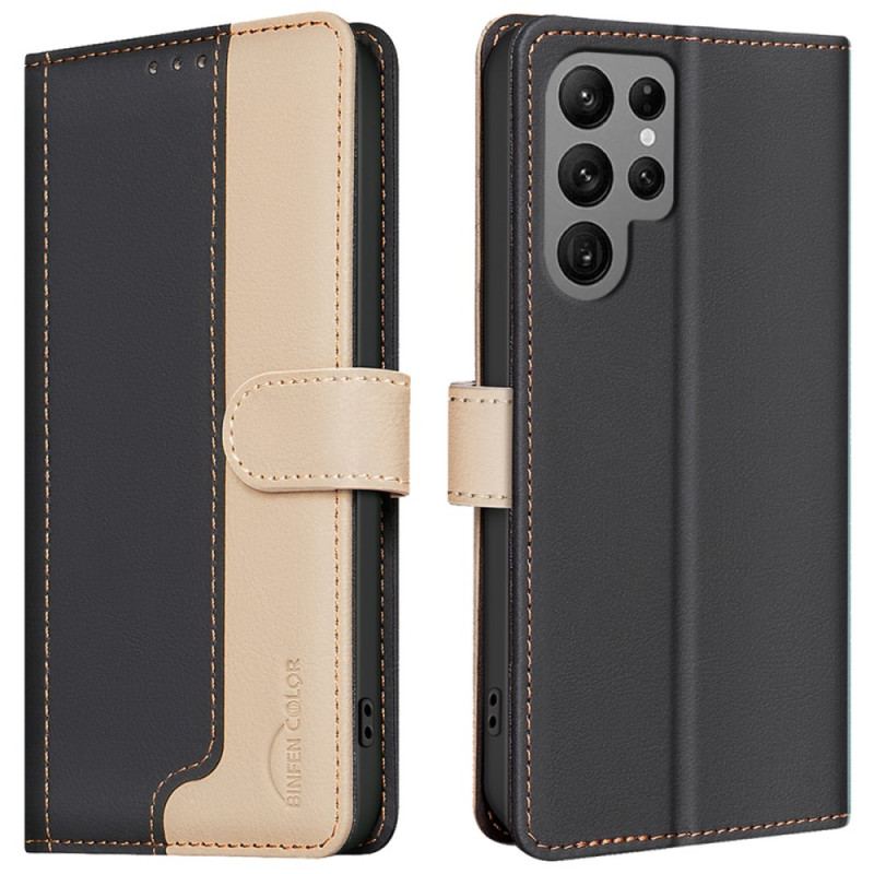 Läderskal Fodral Samsung Galaxy S25 Ultra 5g Tvåfärgad Med Rfid-blockering Binfen Color
