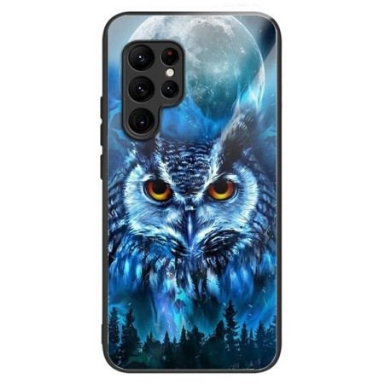 Skal För Samsung Galaxy S25 Ultra 5g Uggla Och Måne I Härdat Glas