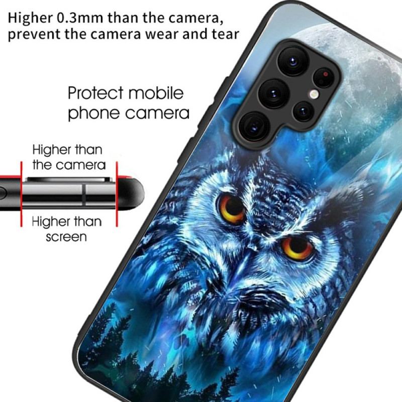 Skal För Samsung Galaxy S25 Ultra 5g Uggla Och Måne I Härdat Glas