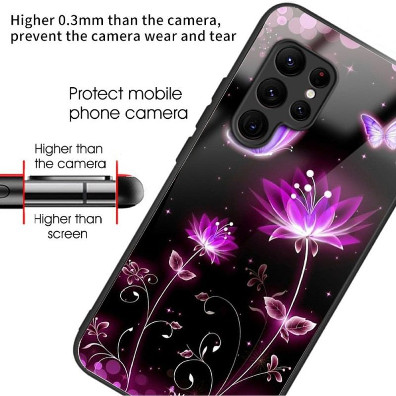 Skal Samsung Galaxy S25 Ultra 5g Blommor Och Fjärilar I Härdat Glas