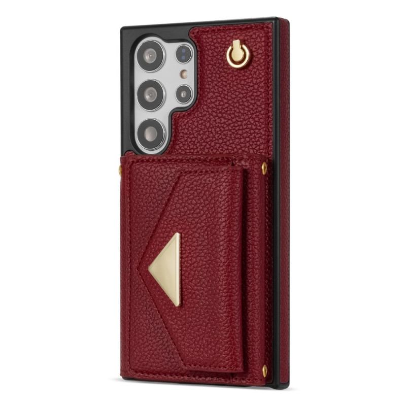 Skal Samsung Galaxy S25 Ultra 5g Lädereffekt Med Korthållare Och Rem