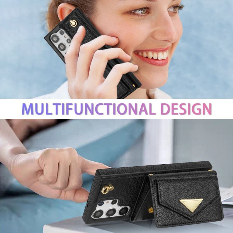 Skal Samsung Galaxy S25 Ultra 5g Lädereffekt Med Korthållare Och Rem