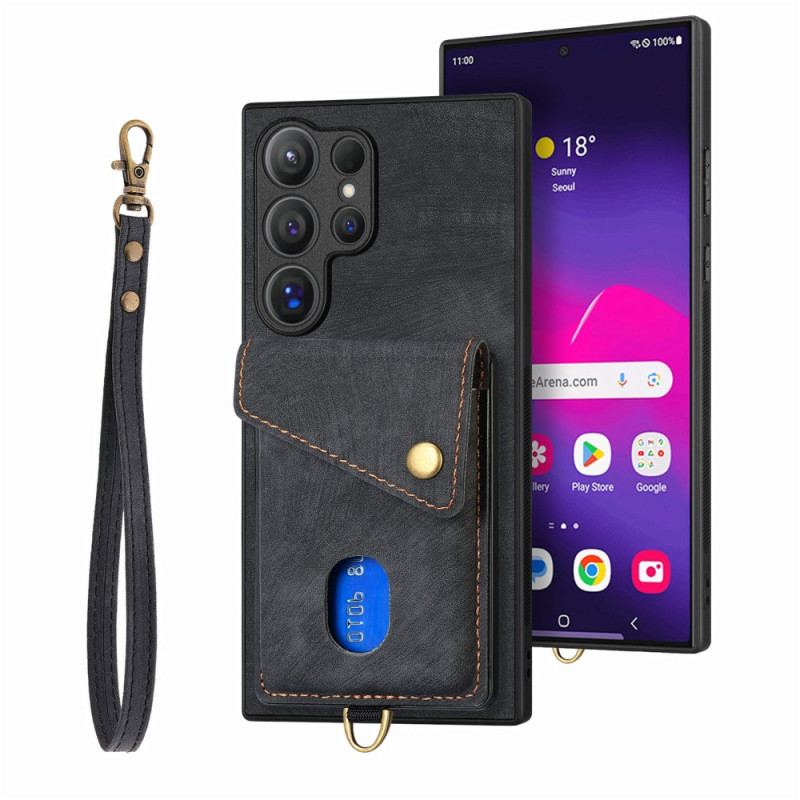 Skal Samsung Galaxy S25 Ultra 5g Mockaeffekt Med Korthållare Och Stativ