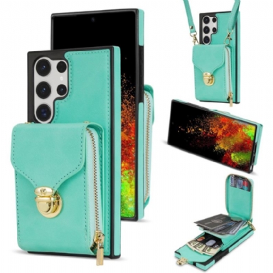 Skal Samsung Galaxy S25 Ultra 5g Plånbok Med Dragkedja Och Axelrem