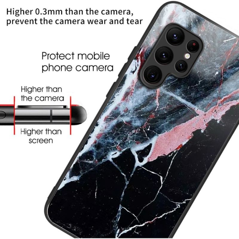 Skal Samsung Galaxy S25 Ultra 5g Telefonfodral Svart Och Vit Marmorerad Härdat Glas