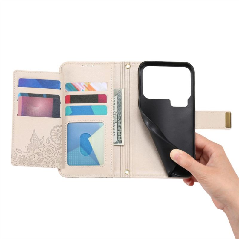 Läderfodral Xiaomi 17 Pro Telefonfodral Blom- Och Lövmönster