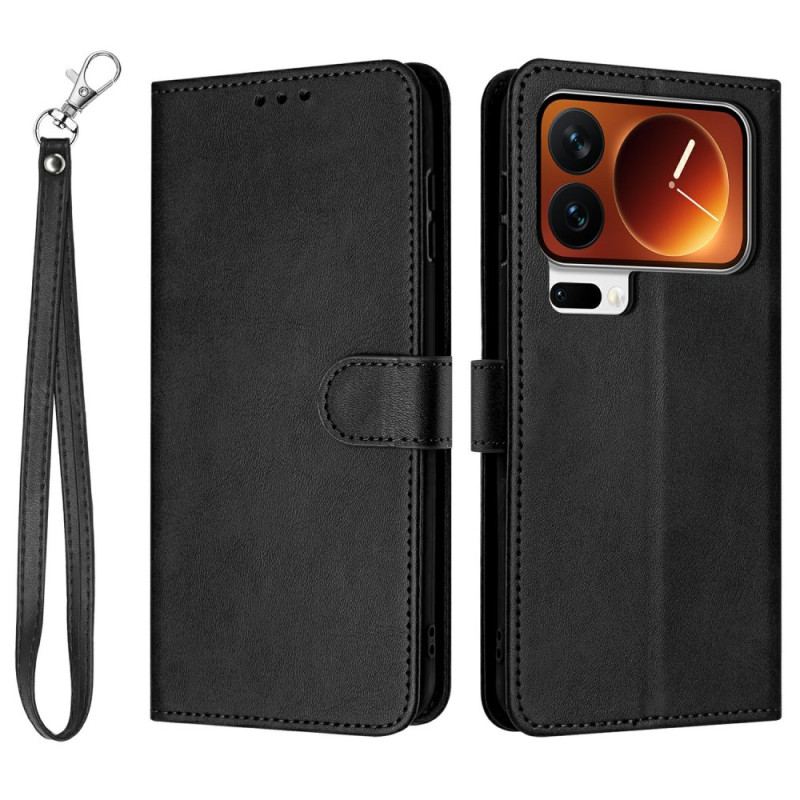 Läderfodral Xiaomi 17 Pro Telefonfodral Lädereffekt Med Snodd