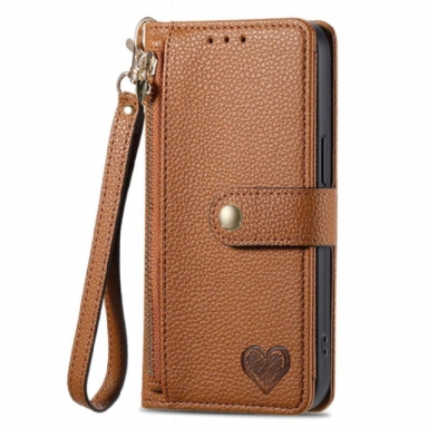 Läderfodral Xiaomi 17 Pro Telefonfodral Rfid-blockerande Hjärtdesign