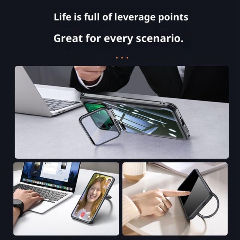 Skal För Xiaomi 17 Pro Transparent Integrerat Stativ Och Kameraskydd