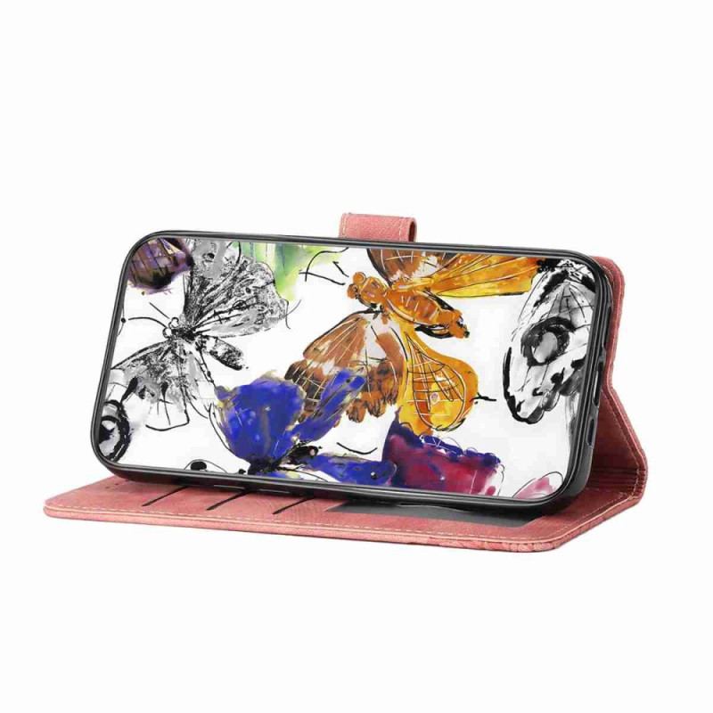 Skyddsfodral Xiaomi 17 Pro Fjärilsdesign Med Mockaeffekt