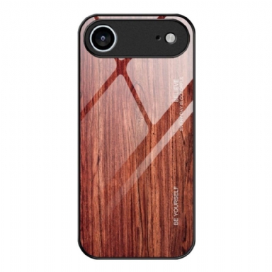 Skal iPhone Air Telefonfodral Härdat Glas Med Träeffekt