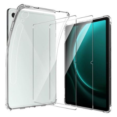 Skal För Samsung Galaxy Tab S10 Fe Transparent Med 2 Skärmskydd I Härdat Glas