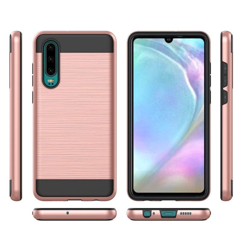 Skal För Huawei P30 Fallskydd Borstad Metalleffekt - Roséguld