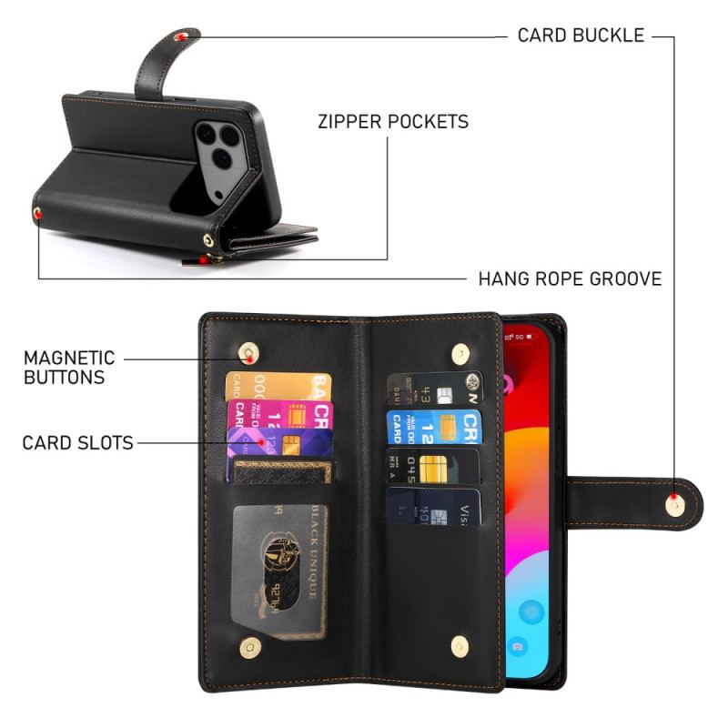 Fodral iPhone 17 Pro Max Plånbok Med Dragkedja