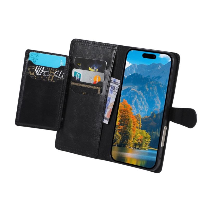 Läderfodral iPhone 17 Pro Max Telefonfodral Fickor Med Dragkedja