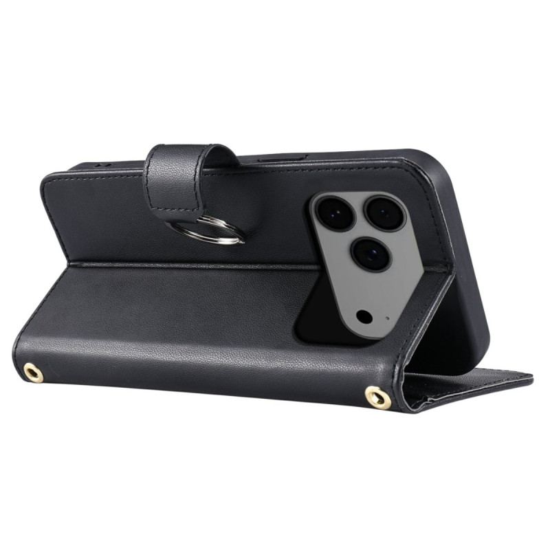 Läderfodral iPhone 17 Pro Max Telefonfodral Quiltad Med Snodd Och Axelrem