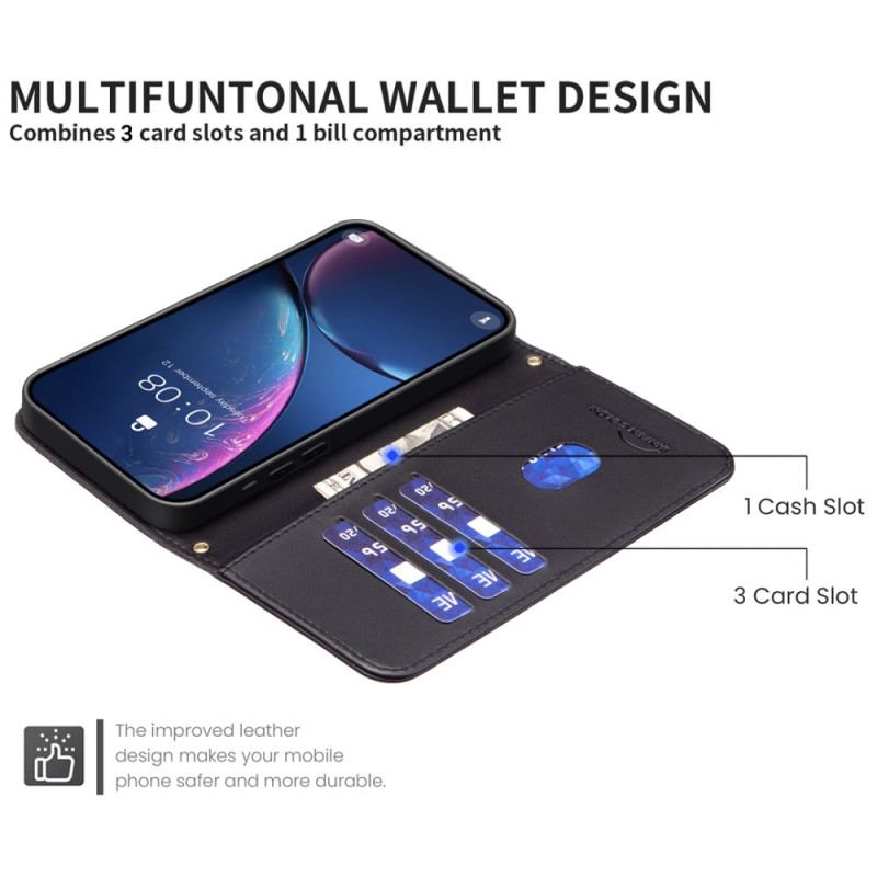 Läderfodral iPhone 17 Pro Max Telefonfodral Vadderad Binfen-färg