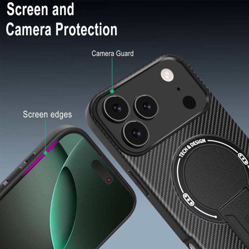 Skal För iPhone 17 Pro Max Kolfiberstruktur Med Stöd