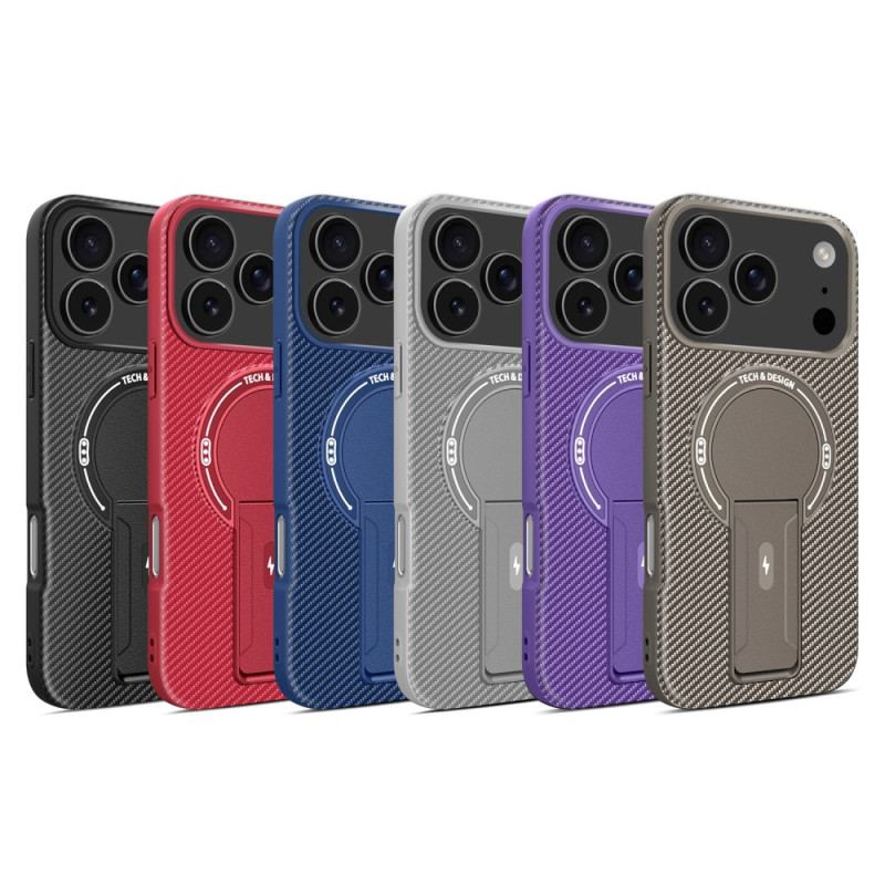 Skal För iPhone 17 Pro Max Kolfiberstruktur Med Stöd