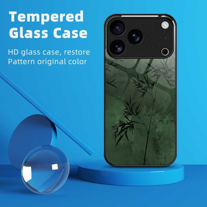 Skal iPhone 17 Pro Max Telefonfodral Blommigt Bläck I Härdat Glas