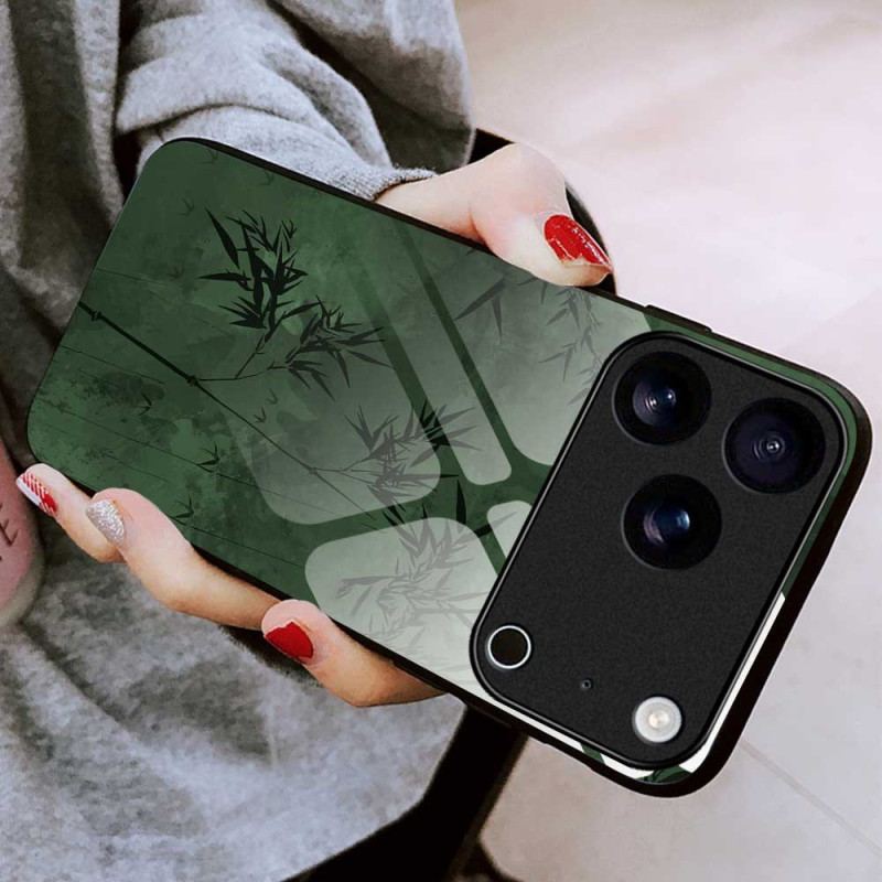 Skal iPhone 17 Pro Max Telefonfodral Blommigt Bläck I Härdat Glas